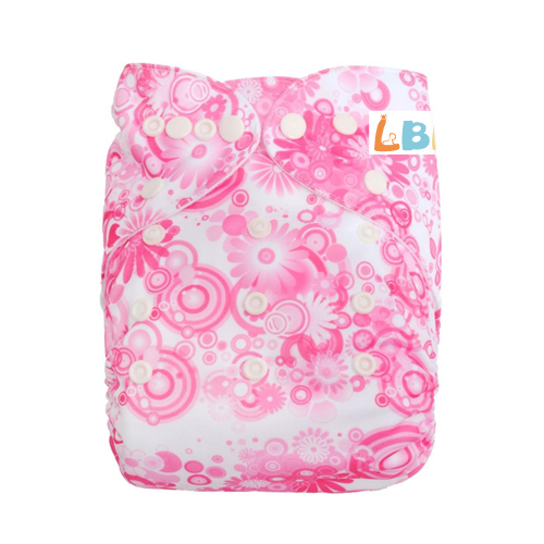 LBB(TM) Baby Resuable Washable Pocket Cloth Diaper,Pink Flowers - Click Image to Close