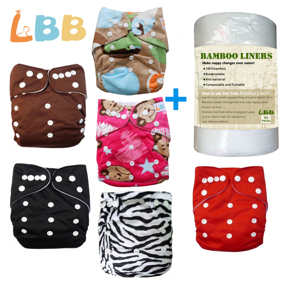 LBB(TM)Baby Double Rows of Snaps 6pcs+1 roll of liner Pack Fitted Pocket Washable Adjustable Cl - Click Image to Close