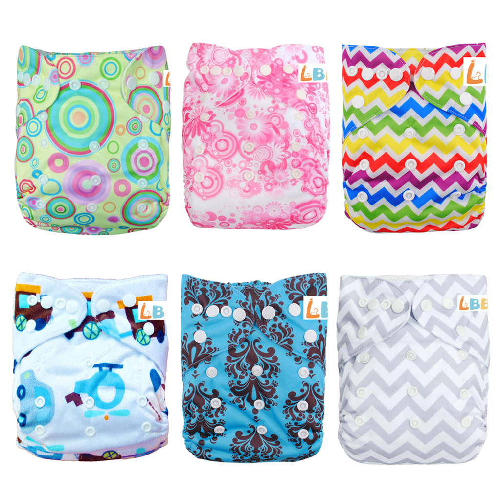 LBB(TM) Baby Resuable Washable Pocket Cloth Diaper With Adjustable Snap,6 pcs+ 6 inserts,(Girl C - Click Image to Close