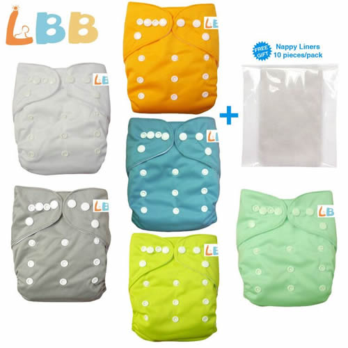 Baby Double Rows of Snaps 6pcs Pack Fitted Pocket Washable Adjustable Cloth Diaper